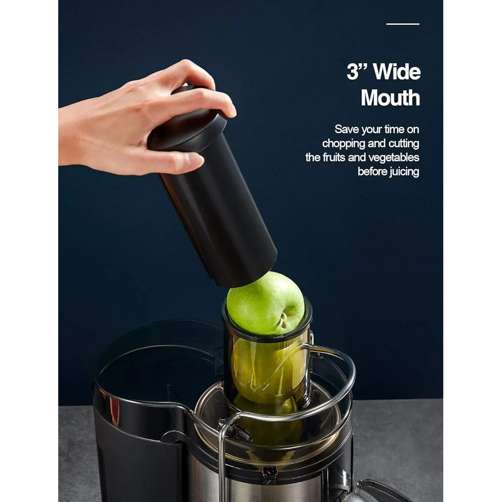 500 واط آلة صنع العصير بالطرد المركزي واسعة الفم 3 بوصة تغذية المزلق سرعة مزدوجة سهلة التنظيف الفولاذ المقاوم للصدأ الفاكهة الخضار النازع