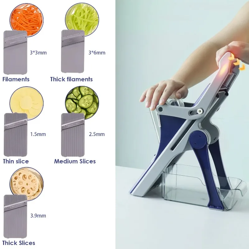 Manual Kitchen Vegetable Cutter - Multifunctional Fruit Slicer Chopper Grater for Potato Radish Vegetable Fruit Preparation Tool