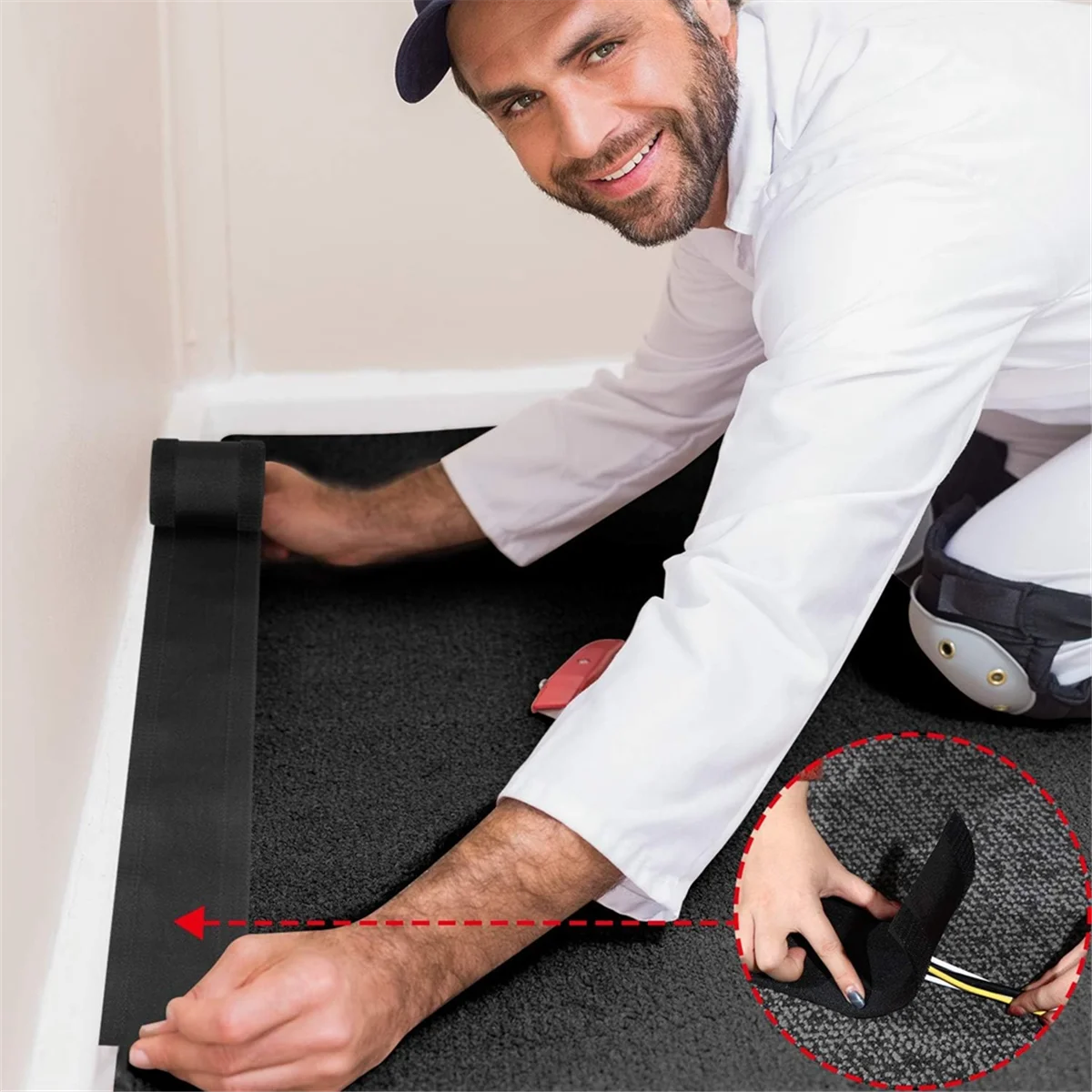 ABNJ Carpet Cord Cover Cable Grip Floor Cover Cable Protector Management Only for Commercial Office Carpet 2pack