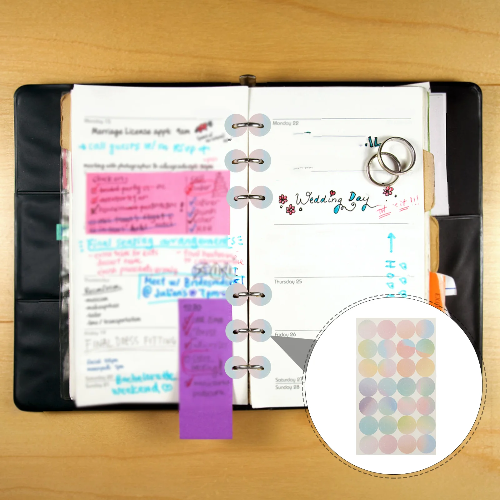 16 Sheets Adhesive Hole Reinforcement Stickers for Loose Leaf Paper Strong Adhesive Paper Hole Reinforcements Library School