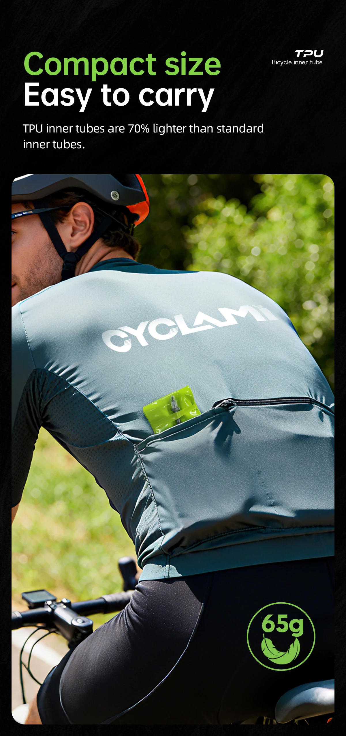 CYCLAMI Fahrradschlauch Ultraleichter TPU-Schlauch Metall Presta-Ventil FV Abnehmbares Fahrradzubehör für Mountain 1.9 2.5 MTB 29 27.5 26 – Detail 5