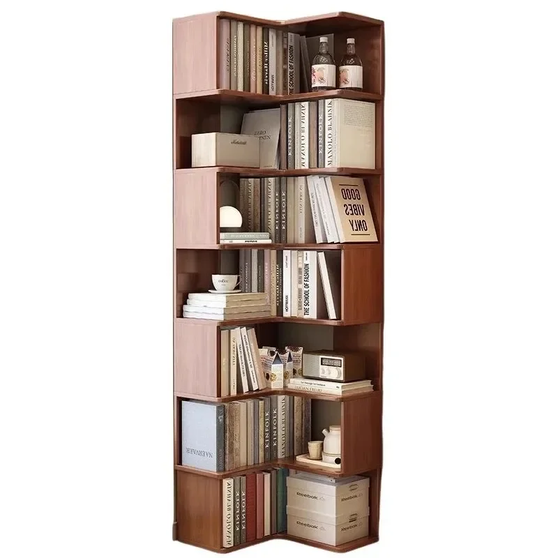 

Bookshelf Solid wood core Corner storage Shelf Bookcase Corner small apartment household corner Multi-layer living room locker