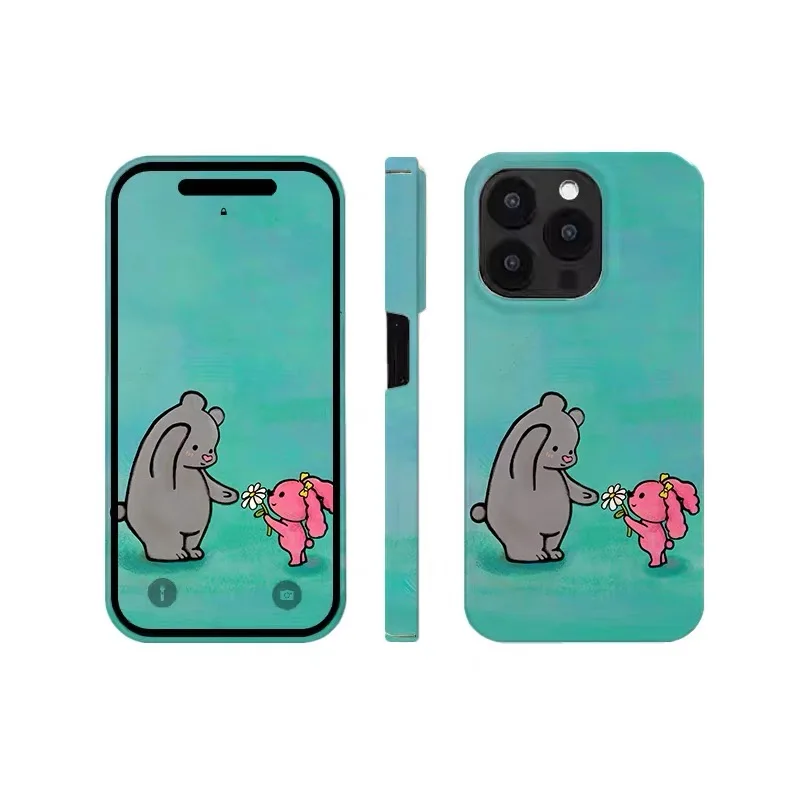 Green Bear's Confession Phone Case for IPHONE 17 Air 16E 15 PROMAX 14 Plus 13 12 MINI 11 PRO 16Plus XR XS SE Acrylic Phone Cover