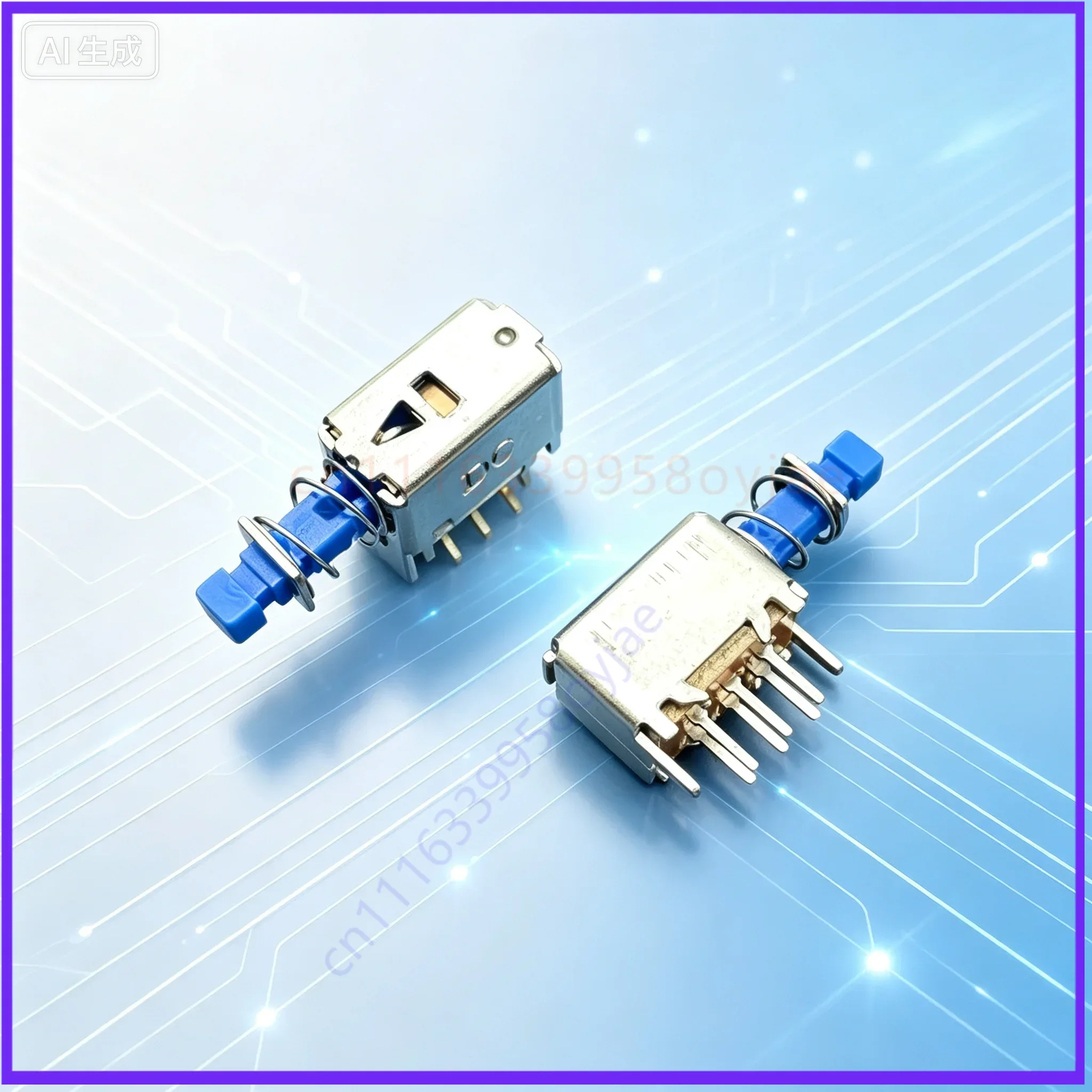 for PS22E05 DC Latching Push Switch,6Pin Blue Amplifier Chassis Button  100pcs