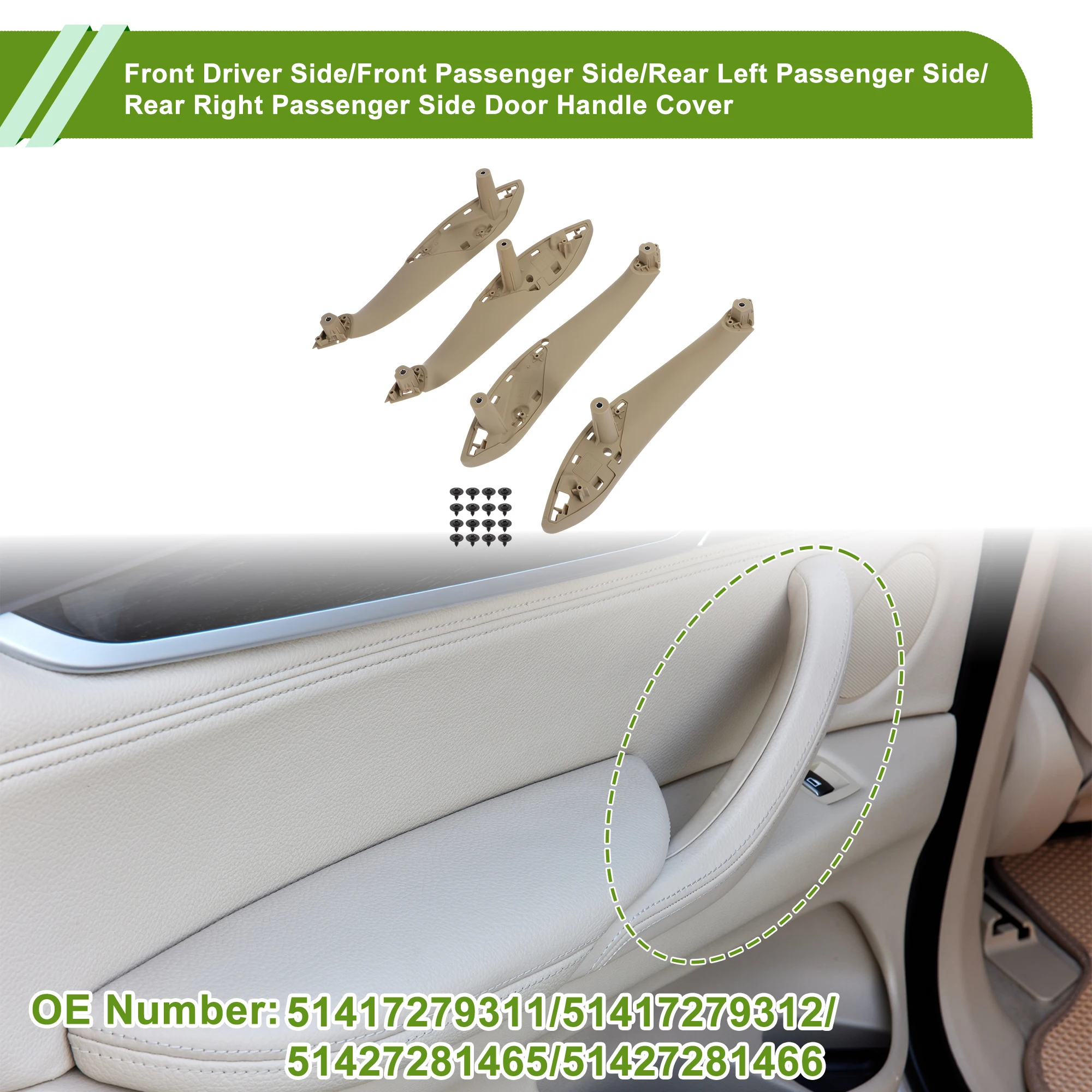 UXCELL Front Driver Side Door Panel Handle Pull Trim Cover Inner Door Handle No.51417279311
