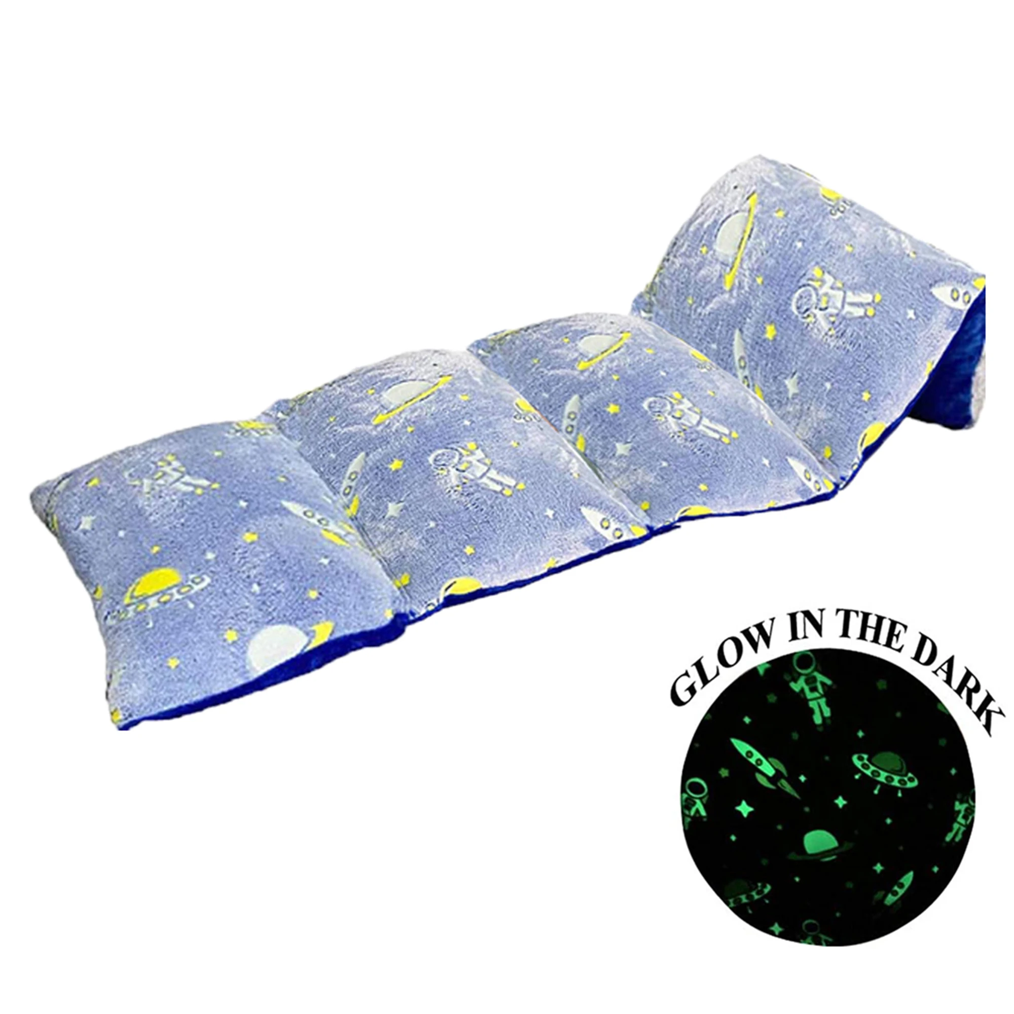 Glow In Dark 3 in 1 Kids Floor Pillow Fold Out Lounger Cover for Bed