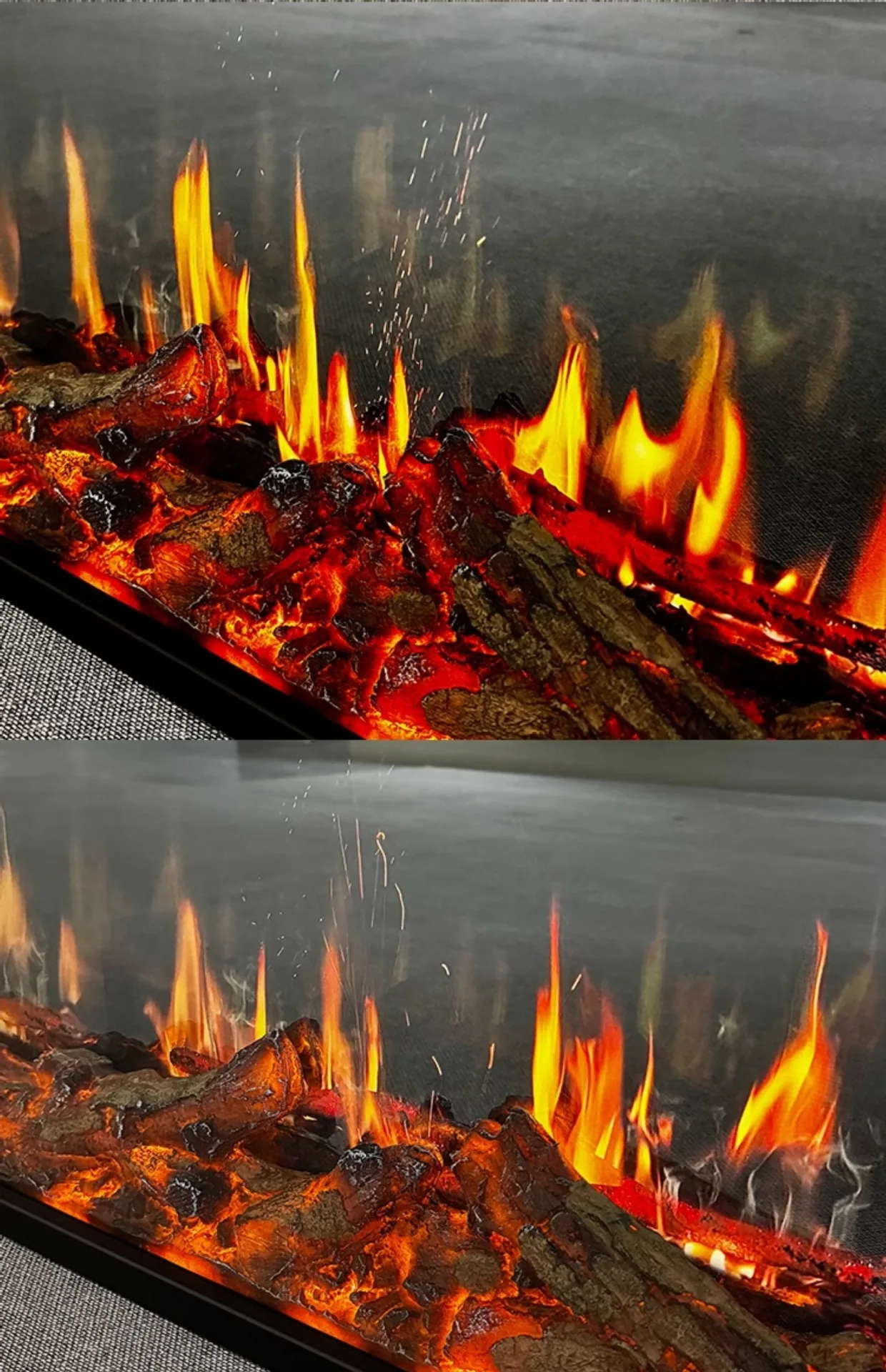 Electric Fireplace, Metal French Style Decorative Heater, Realistic Holographic Shadow Flame, Cabinet for Villa, Living Room