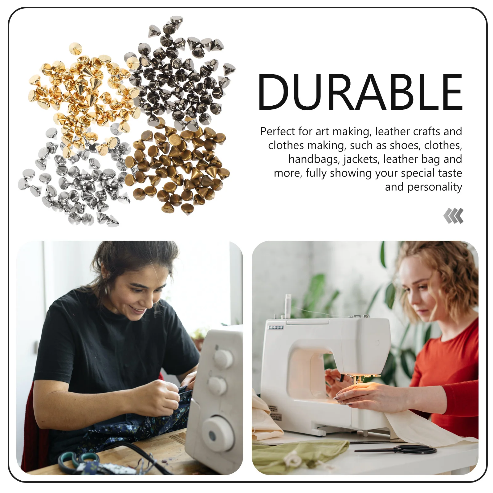 

200Pcs DIY Rivet Kit Clothing Metal Punk Cone Stud Spikes for Shoes Bags Craft Accessories Spikes for Clothing