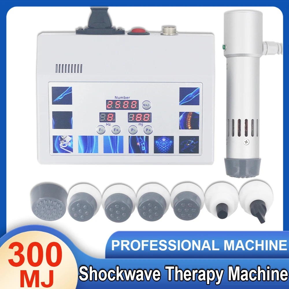 2024 Shockwave Therapy Machine New Shock Wave Equipment With 7 Heads Arthritis Pain Relief Fatigue Relax ED Treatment 300MJ