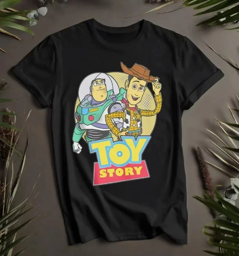 

2025 Woody Buzz Lightyear T-Shirt Disney Toy Story Men's Women Cartoon Summer Cotton Tee Casual Oversize Loose Couple Unisex Top