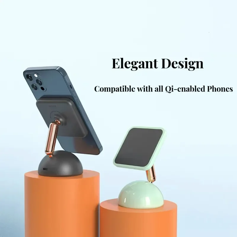 2023 Elegant Wireless Magnetic Mobile Phone Charger USB-C Q-I Square Wireless Charger 15W  Charging Stand