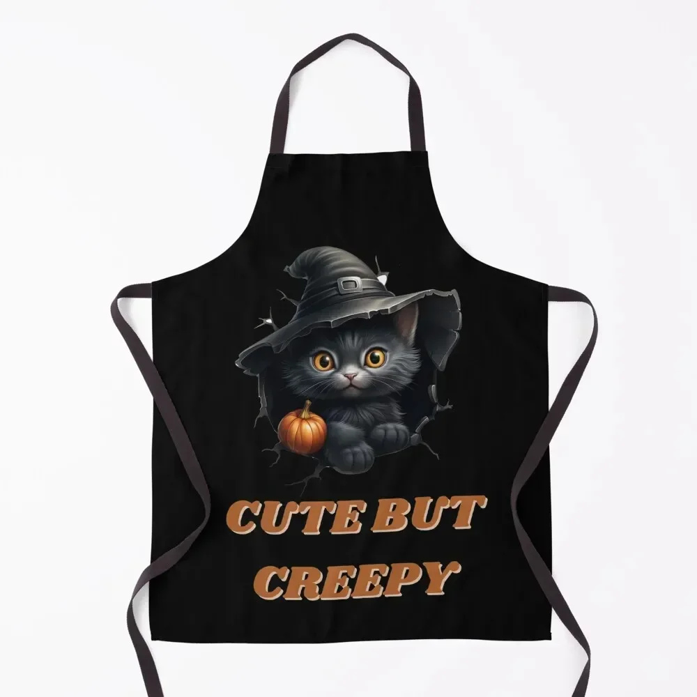 cute halloween cat, cute but creepy Apron Kitchen New 2022 Year Sexy Waterproof women All For Kitchen And Home Apron