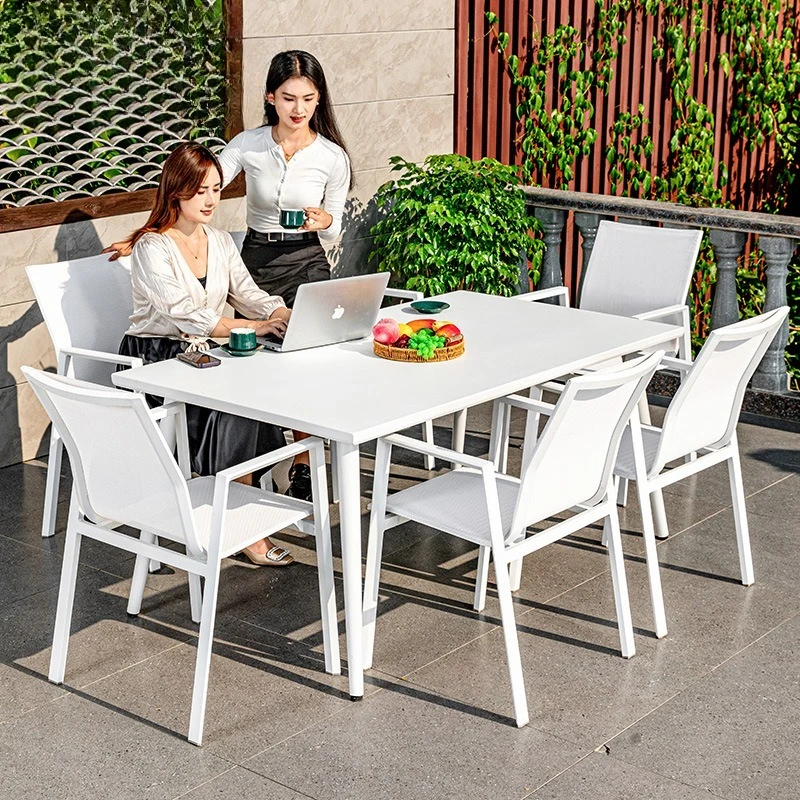 

Nordic outdoor tables and chairs courtyard leisure outdoor Internet celebrity light luxury tea table garden villa terrace