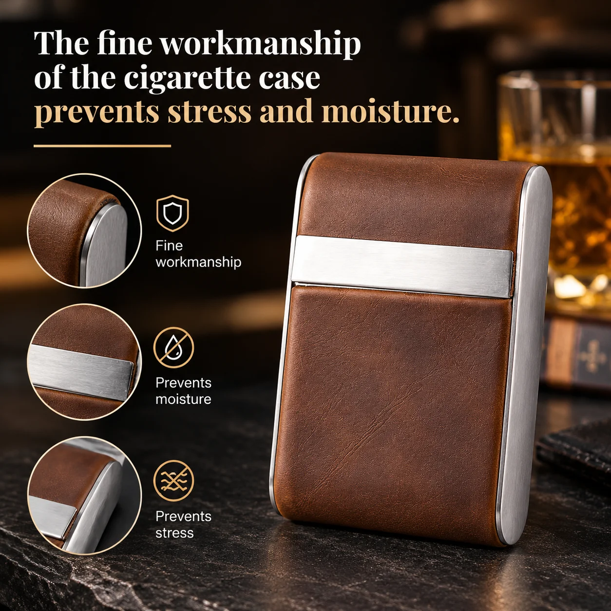 Capacity PU Metal Cigarette Box With Magnetic Buckle Metal Fashion Suitable For Men And Women Can Hold About 20 Cigarettes