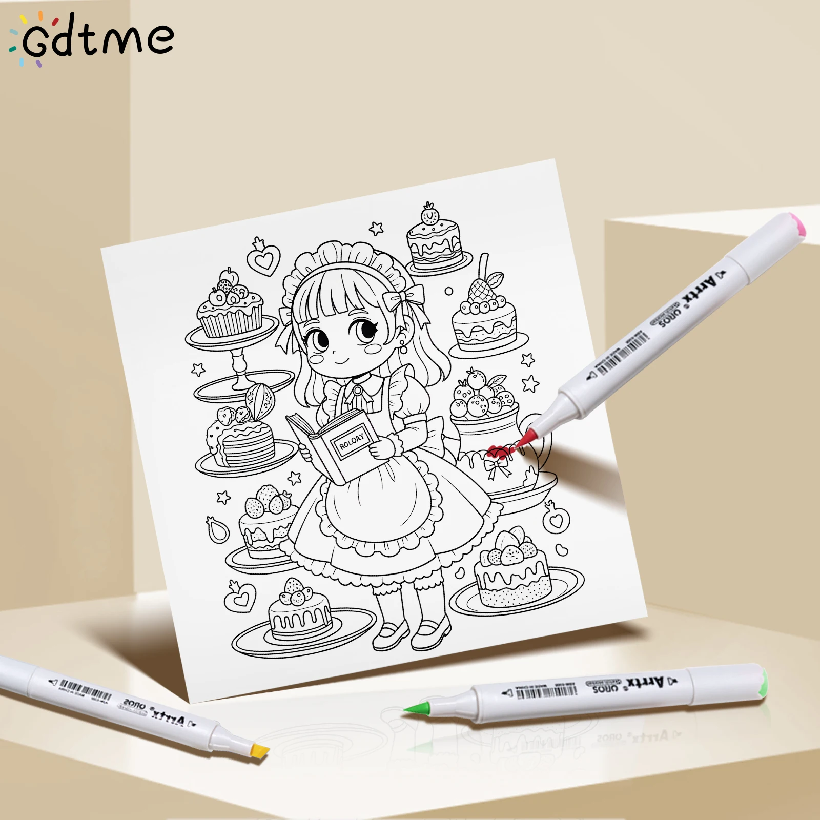 ミニガール 大人向けの大胆で簡単なパターンの塗り絵ブック かわいい描画ブック パーティーや誕生日に最適なギフト