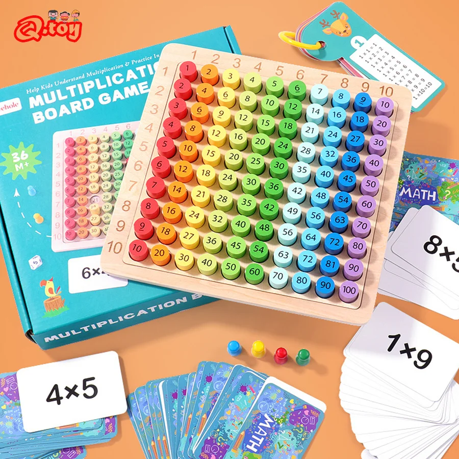 

Wooden math toy multiplication table game for children, Montessori educational toy, counting aid, children's learning and educat
