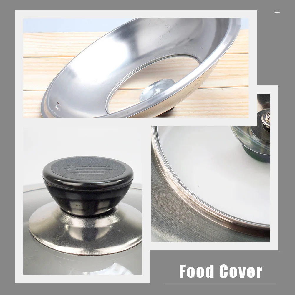 

Stainless Steel Pan Lid Universal Heat Resistant Handle Visible Cooking Pot Cover Kitchen Cooking Tool