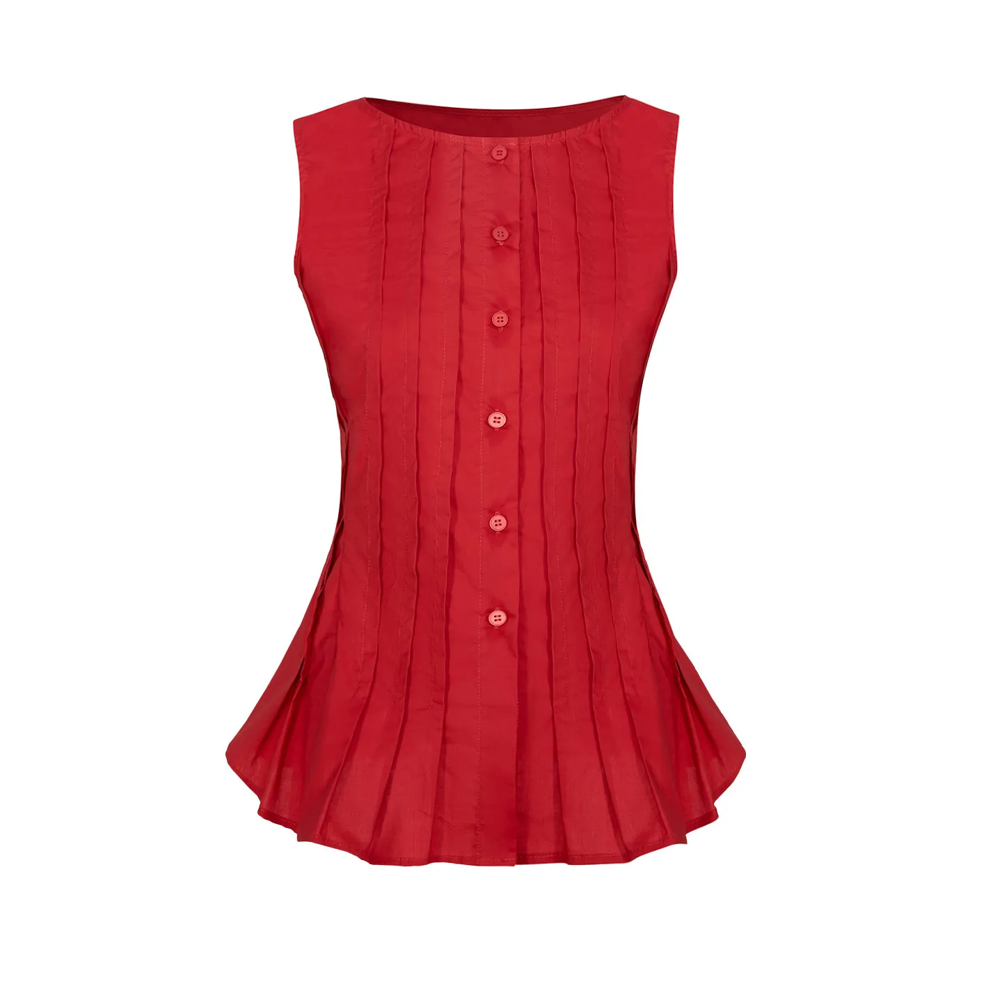 AEL Original Französisches Retro Rotes Plissiertes Hemd Damen 2026 Sommer Neu Ärmelloses Tailliertes und Schlankmachendes Oberteil – Detail 6