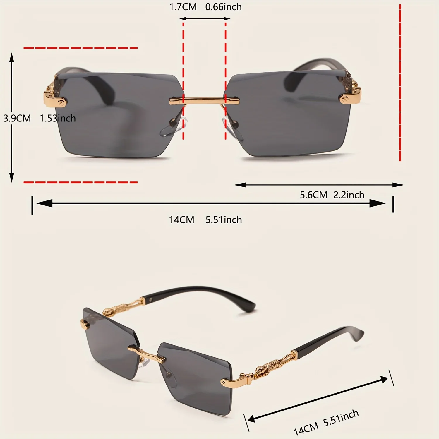 1pc Rimless Sunglasses Rectangle Women Men Shades Small Square Sun Glasses For Female Male Beach Vacation Travel Eyewearjvs view 6