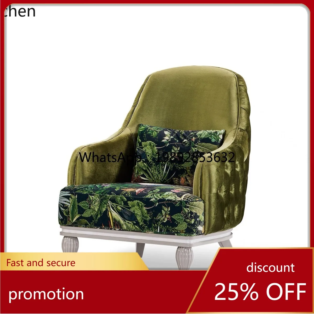 

ZML French Minimalist Light Luxury Fabric Sofa Chair Living Room Villa Sofa Stool Creative