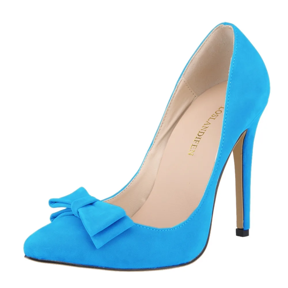 Women's high heels Shallow Office Shoes big bow New Arrival Concise Solid Flock Pointed Toe Women Pumps Fashion