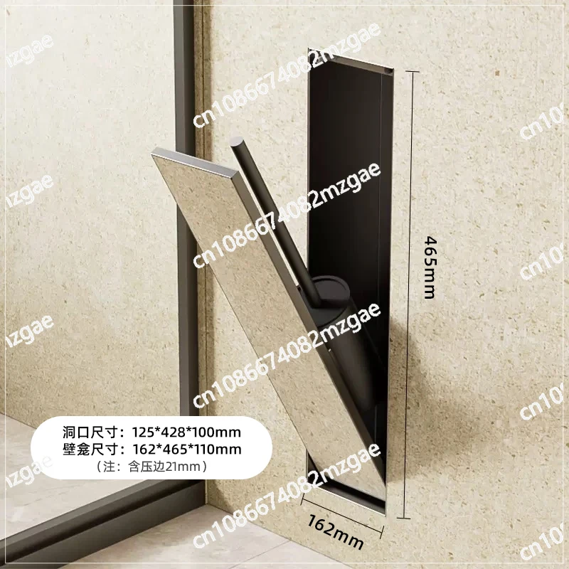Stainless Steel Embedded Toilet Niche Brush - close-up view