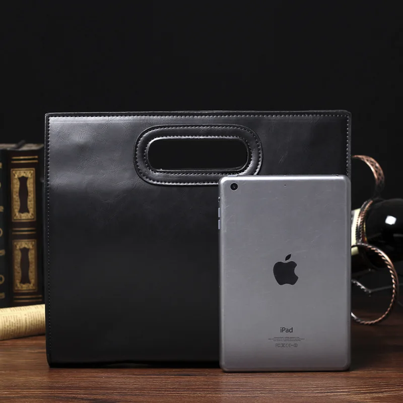 กระเป๋าเอกสารผู้ชายกระเป๋าคลัทช์ Crazy Horse หนัง Executive Square Porter Office กระเป๋าถือเอกสารธุรกิจ Vintage Hand Porter กระเป๋า