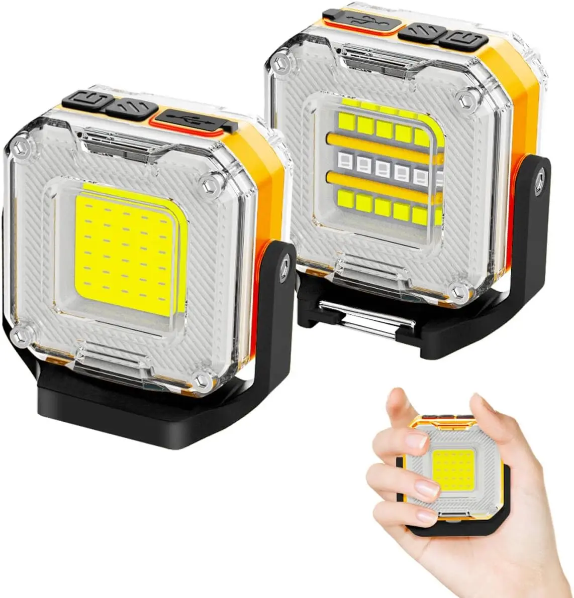 Mini Rechargeable Flashlight Bright Pocket EDC Light with Magnetic Base 180° Rotating 8 Lighting Work Light For Car Repairing