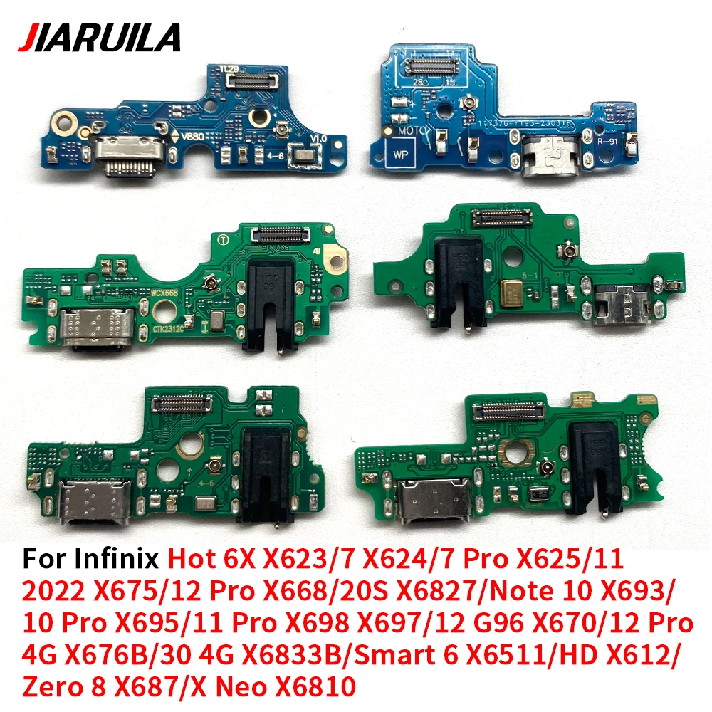 60Pcs，For Infinix Hot 6X 7 Pro 11 12 20S Note 10 12 30 Smart 6 USB Port Charger Dock Plug Connector Charging Board FLex Cable