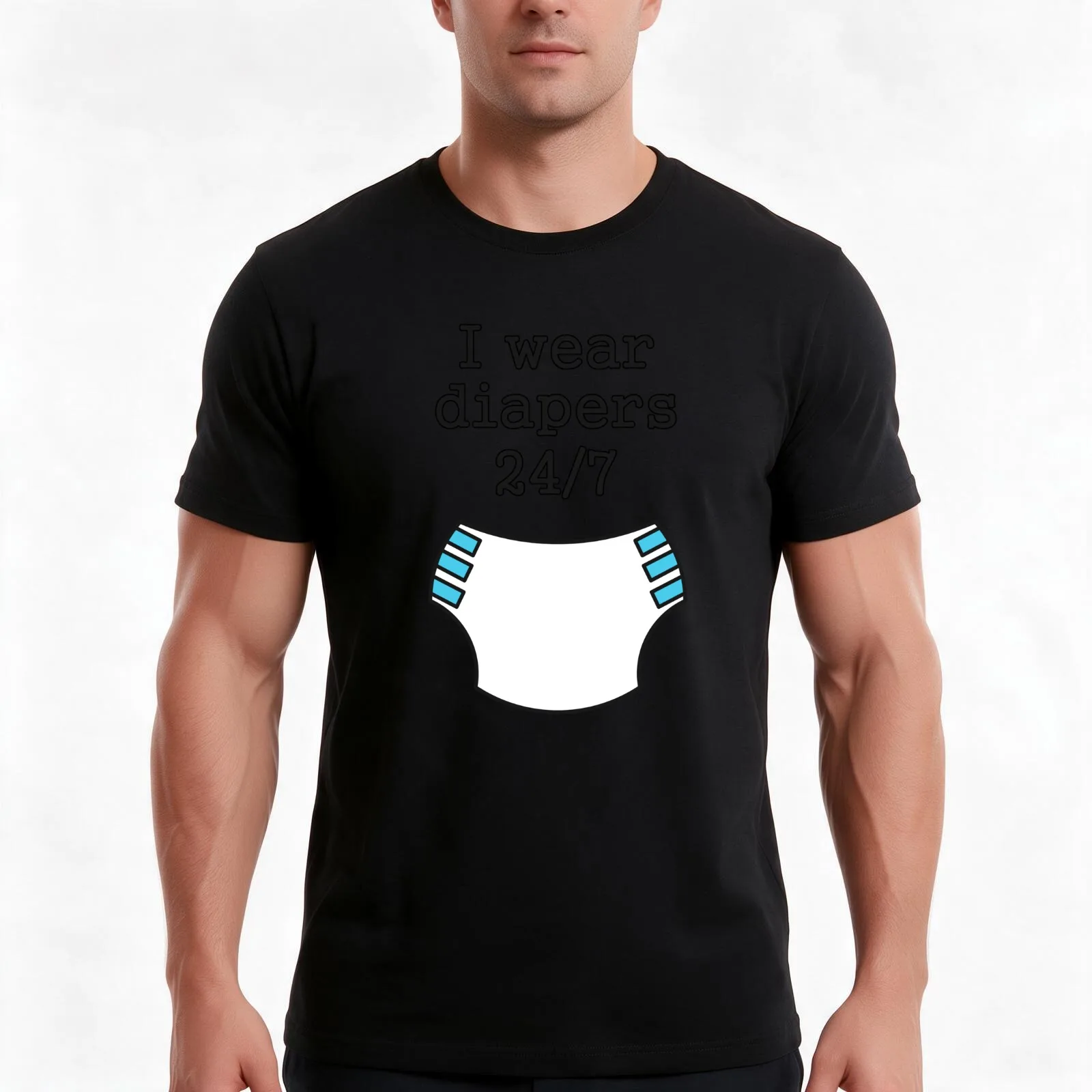 I wear diapers 24/7 T-Shirt Summer Casual Cotton Tee Oversized Streetwear Tops Vintage Graphic Print Loose Fit Short Sleeve