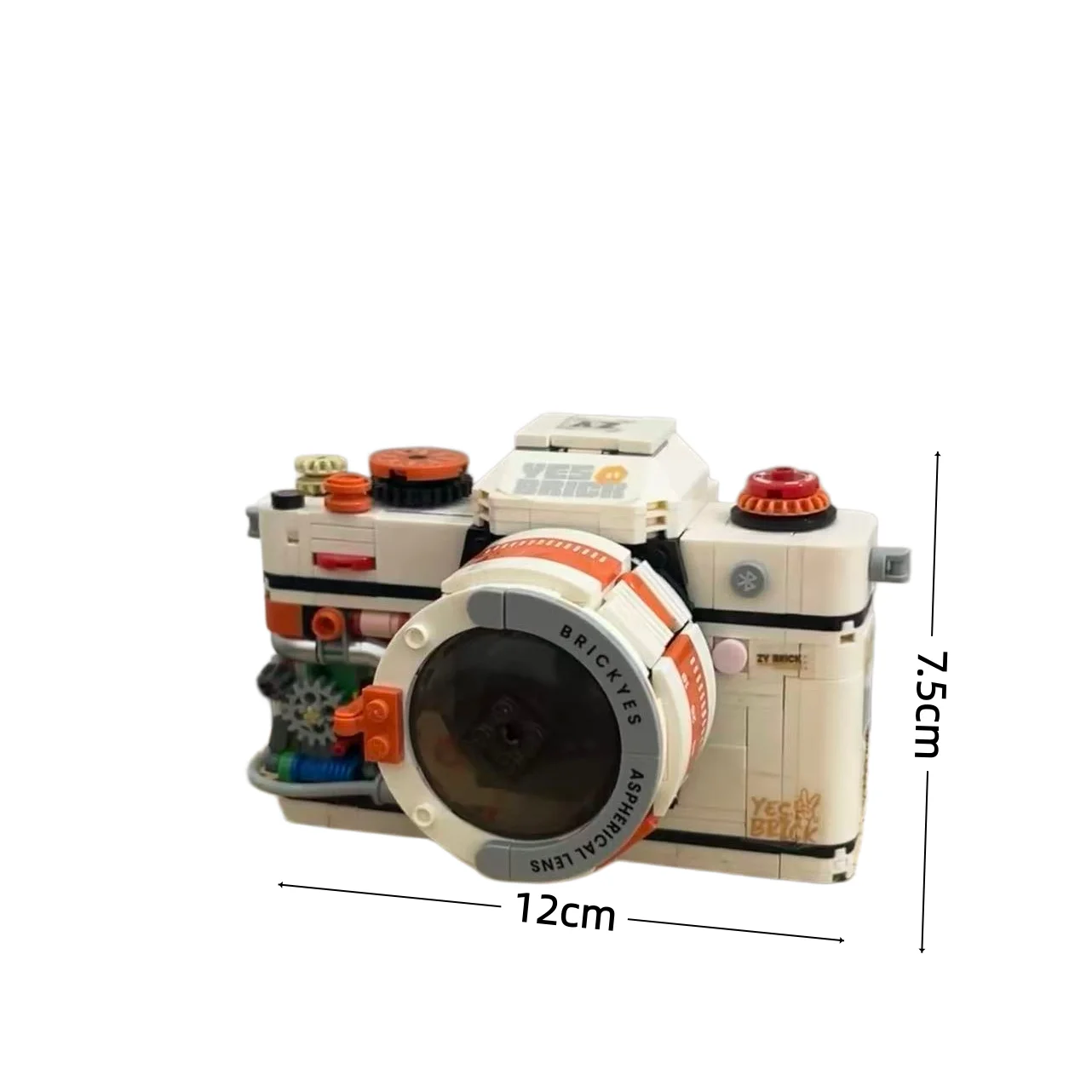 Vibrant Orange Camera Building Block Set, Compatible with DIY Model Cameras, Can Recreate Real Cameras, Creative Assembly Toys, Suitable for Collection and Display, Nostalgic Gift for Photographers