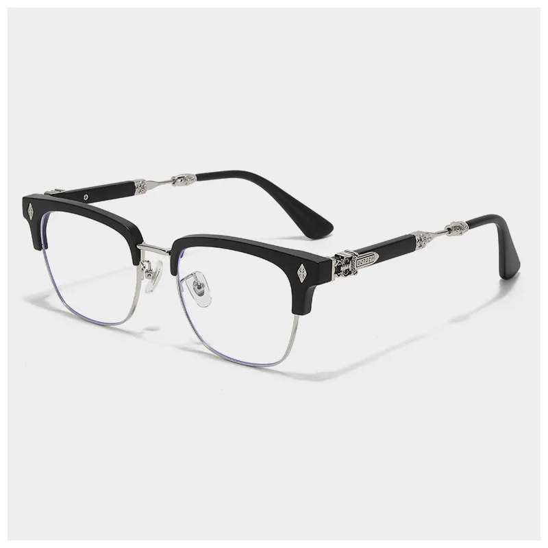 Fashion Brand Retro Carved Glasses Exquisite Men's Women Half Frame Glasses High-quality Prescription Glasses Frame Blue Light