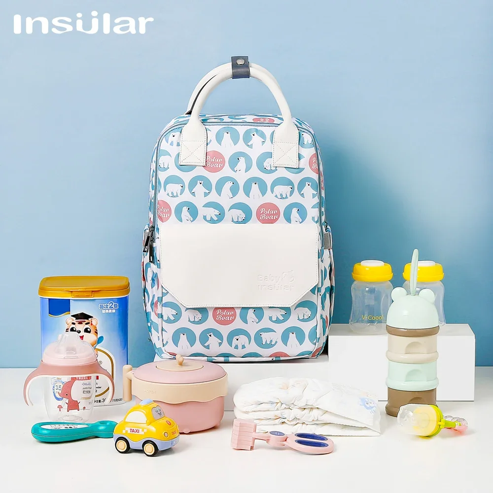Insular Fashion Nappy Backpack Bag for Mummy Maternity Bag for Stroller Large Capacity Baby Nappy Bag Organizer
