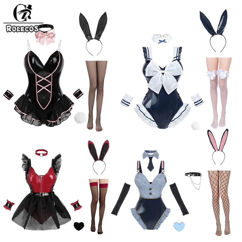 ROLECOS Original Bunny Suit Cosplay Costume Leather Fabric Festival Party Women Dress Uniform Jumpsuit Outfit Halloween Full Set view 4