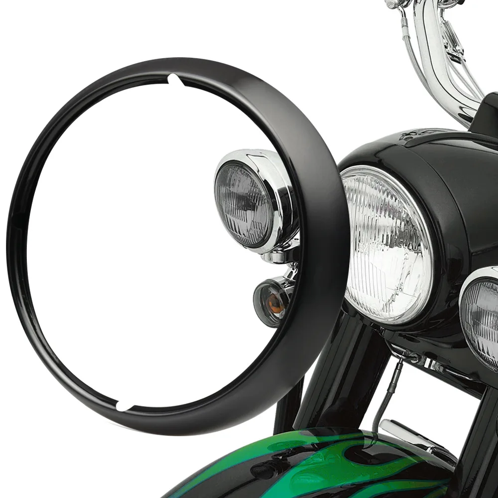 

Motorcycle 7" Headlight Lamp Trim Ring Cover Headlight Assembly Fits For Harley Touring Road King Electra Glide Street FLHT FLHR