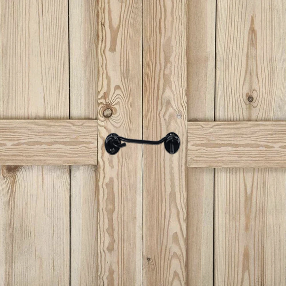 2 uds 3 pulgadas gancho de cabina gancho negro pestillo de ojo cerradura de ventana de acero inoxidable gancho de puerta pestillo pestillos de gabinete para puerta