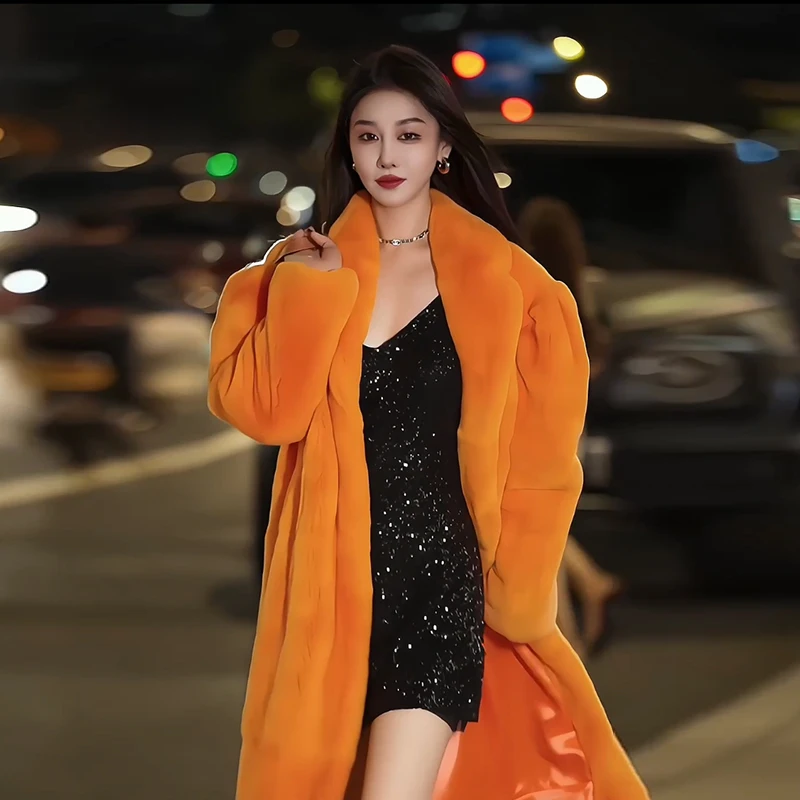 YOLANFAIRY automne et hiver importé en fourrure de lapin rex entier col rabattu style simple femmes pardessus dубл onderка ж Dön regivald 2025
