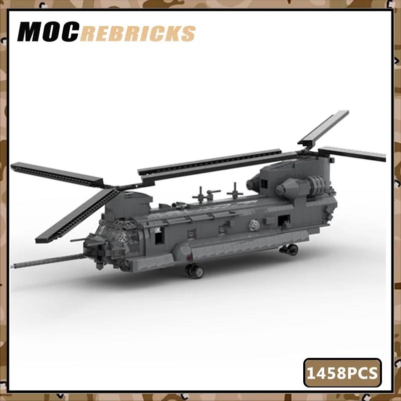 WW2 Militarys US Special Forces Combat Helicopters Beoing MH-47G Chinook Brick Toy MOC Building Block Set Children Xmas for Gift