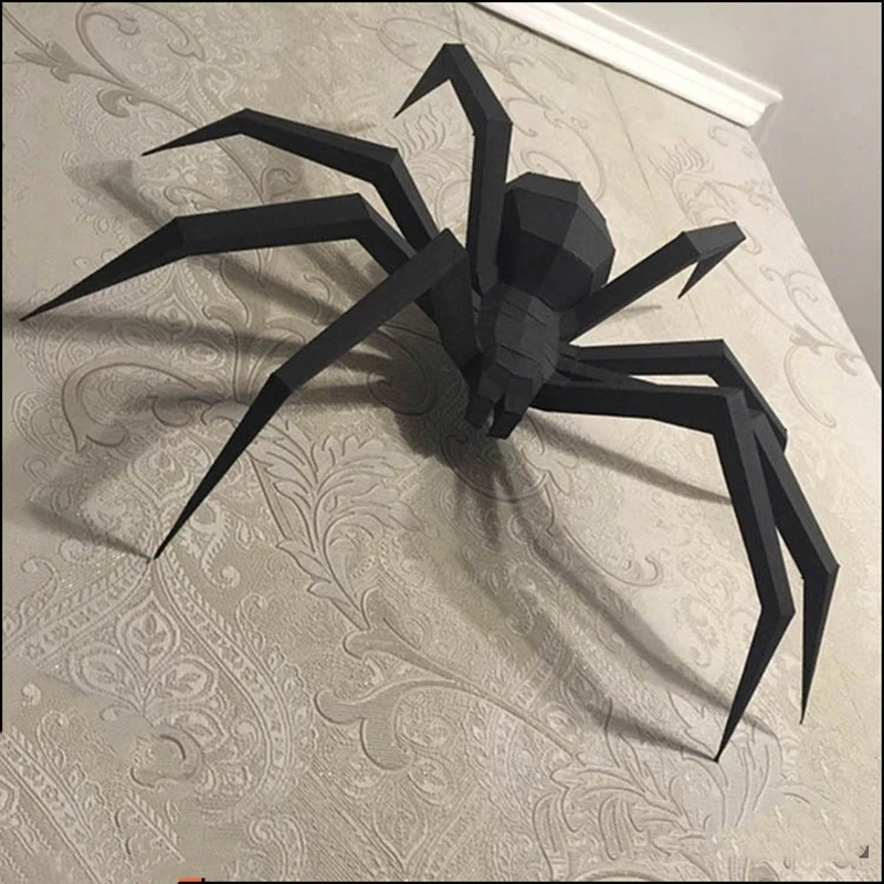 Spider 3D Paper Model Halloween Toys Room Ornament Desk Decor DIY Animal Papercraft Bars Wall Spoof Decoration Handmade props