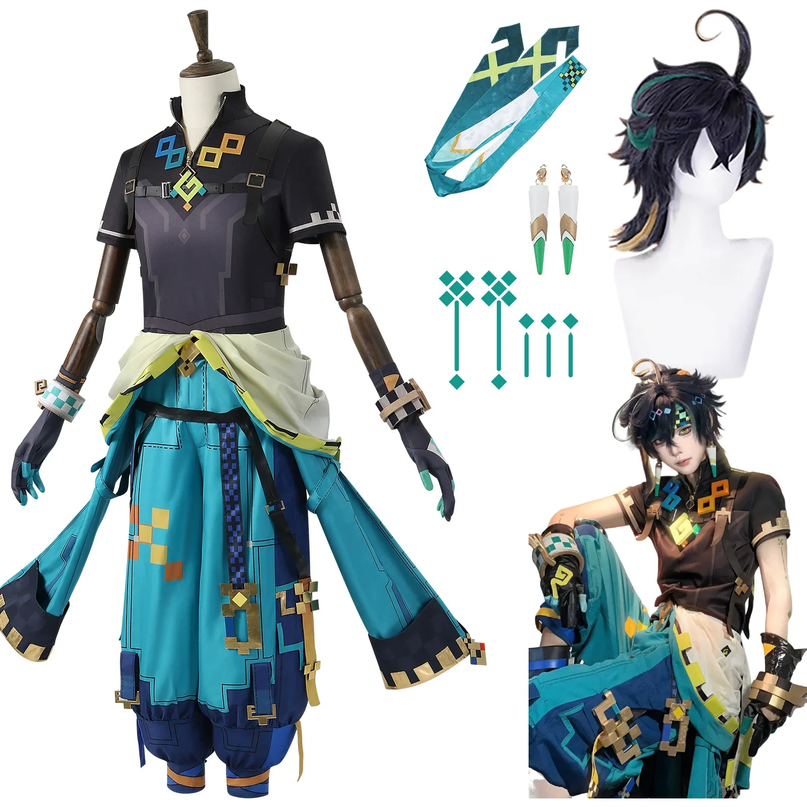 2025 genshin impacto kinich cosplay traje carnaval peruca uniforme adulto anime trajes de festa de halloween masquerade jogo masculino