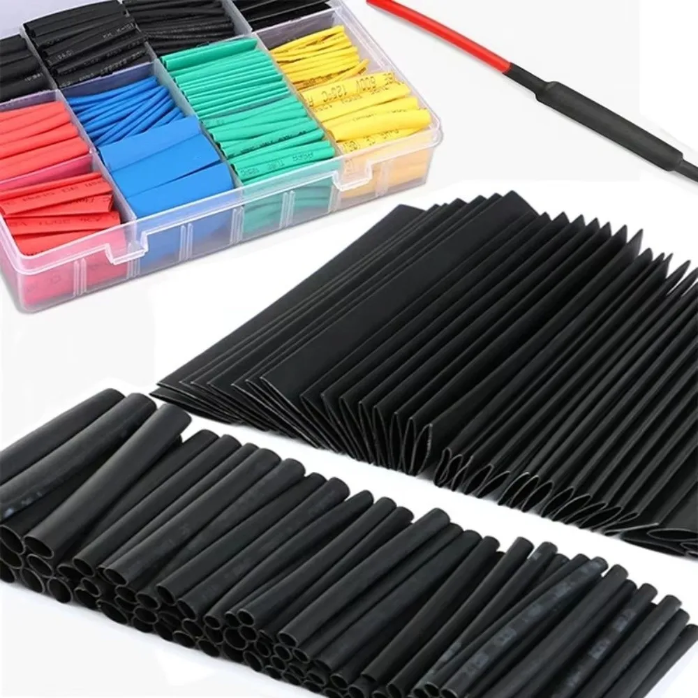 127/530Pcs 2:1 Shrink Ratio Heat Shrink Tubing Sleeves Thermoresistant Polyolefin Material Wire Shrinking Wrap Assorted Sizes