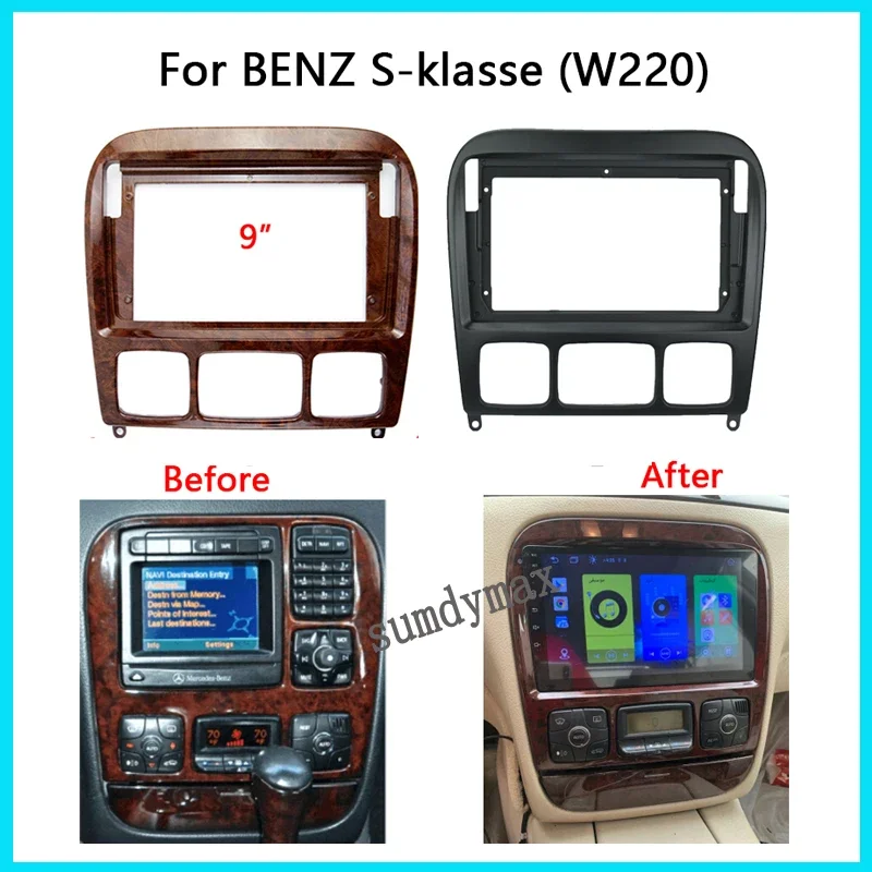 9inch 2din Car Radio Frame Kit For Mercedes BENZ S-Class W220 S300 1998-2005 car panel Trim Dashboard Panel Kit