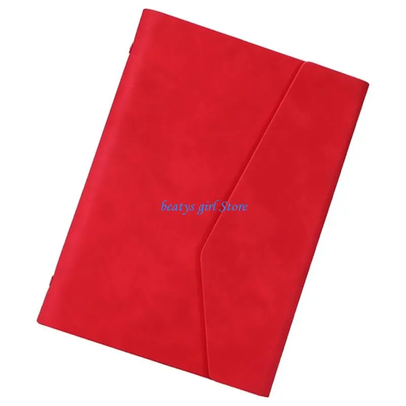 C7AB 6 Rings PU Binder Notebook with 80 Sheets Button Closure Card Album Slots Travel Journal for Students Artists