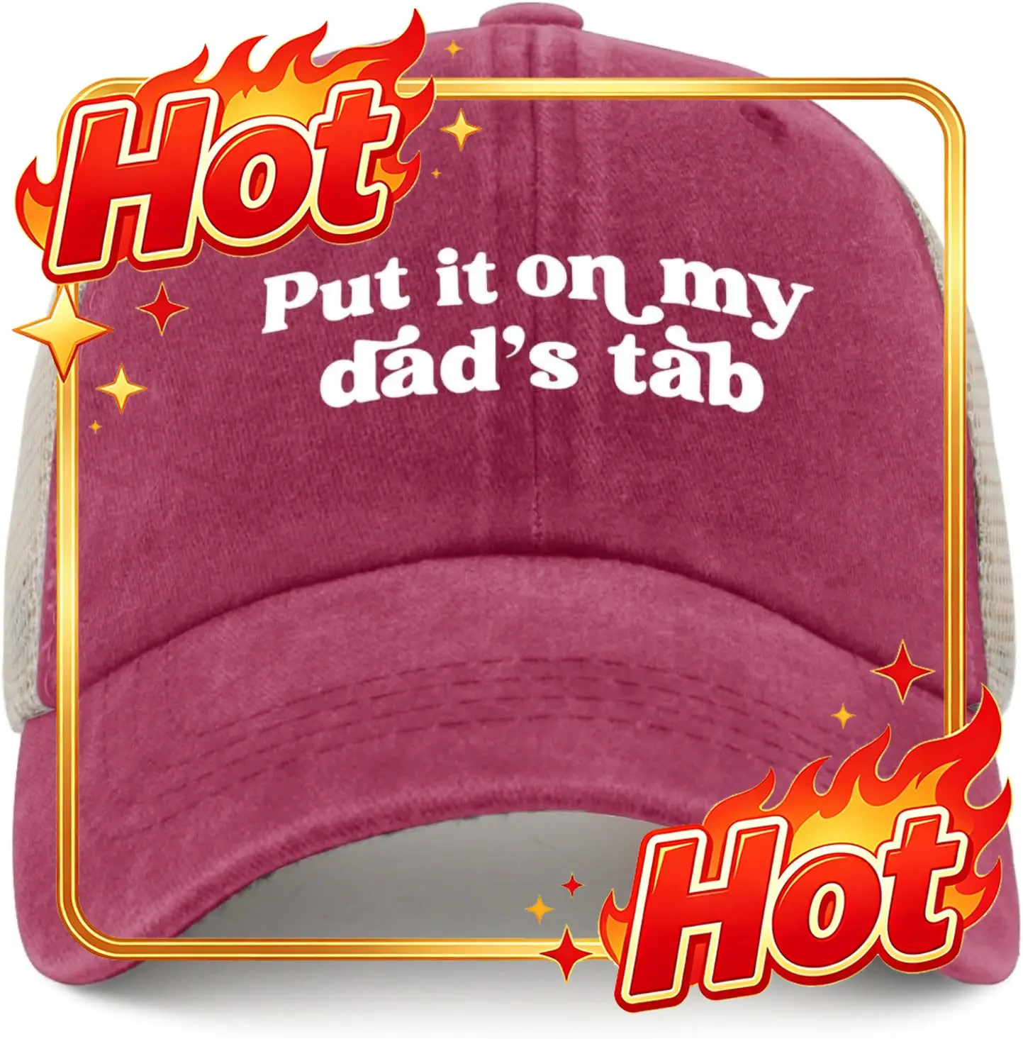 Custom Hat Put it on My dads tab Trucker Hat Men Funny Mesh Trucker Hat for Summer