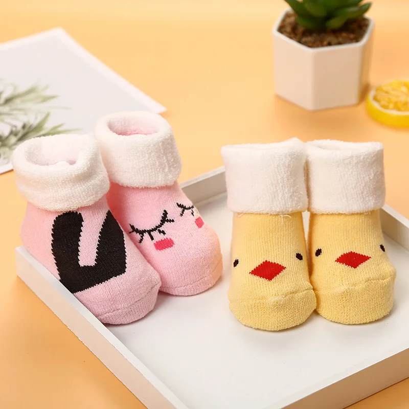 Winter Autumn Baby Socks Striped Terry Thicken Warm Slippers Cotton Socks for Girls Boys Newborn Infant Floor Sock