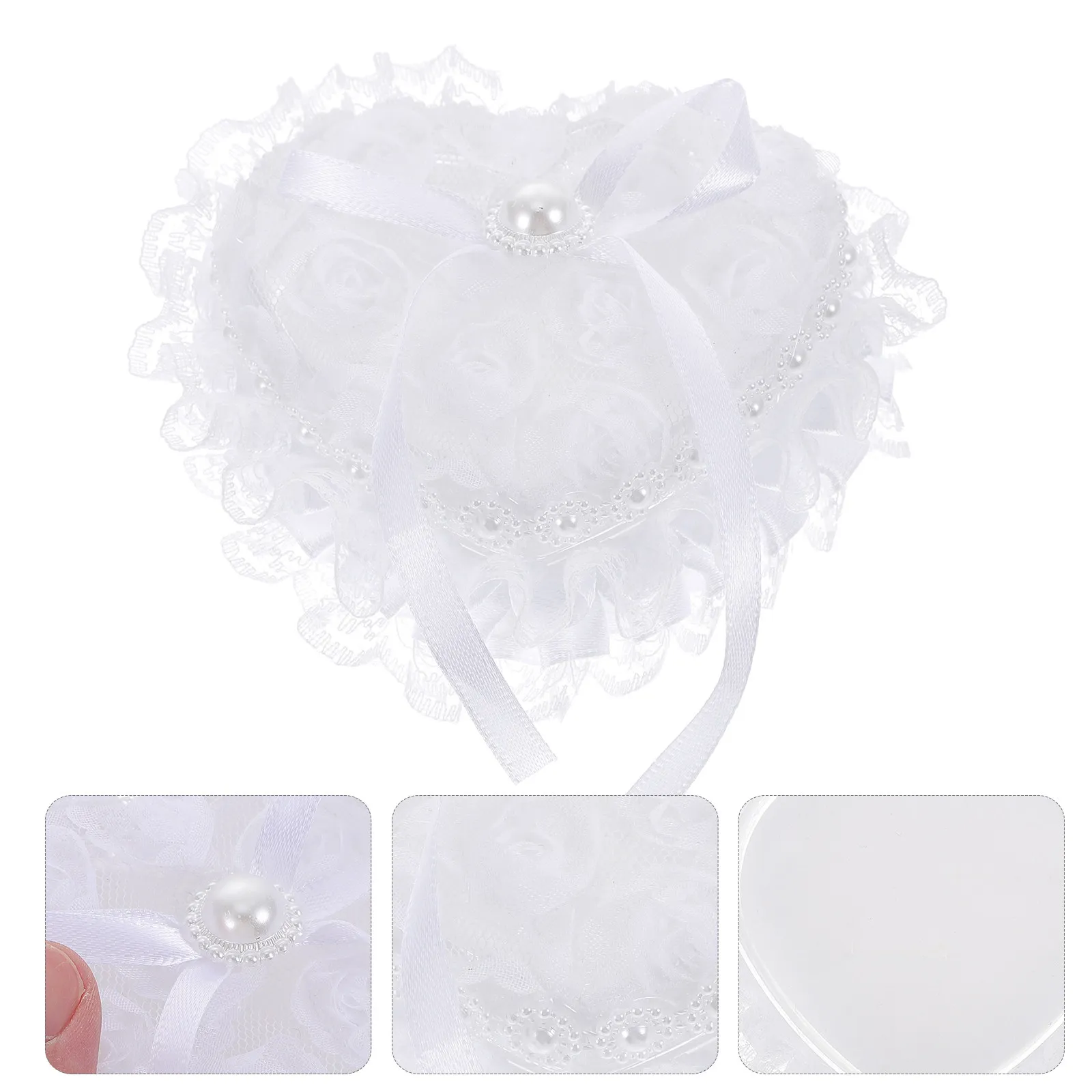 

Heart Shape Wedding Ring Box Lace Design Compact Protective Case for Engagement Ceremony Bridal Shower Gift Romantic Ring Holder