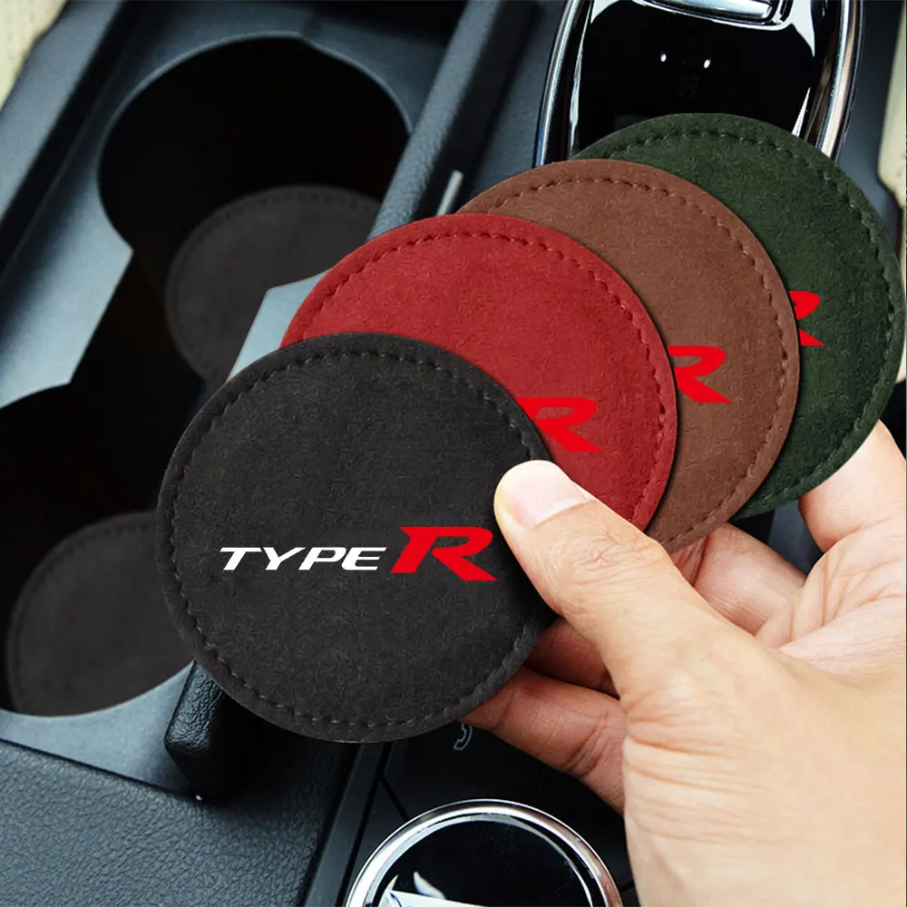2Pcs Non-slip Car Water Cup Pad Fur Drink Coaster Holder For Honda Mugen Power Civic Accord Odyssey Jazz CRV Spirior Accessories view 2