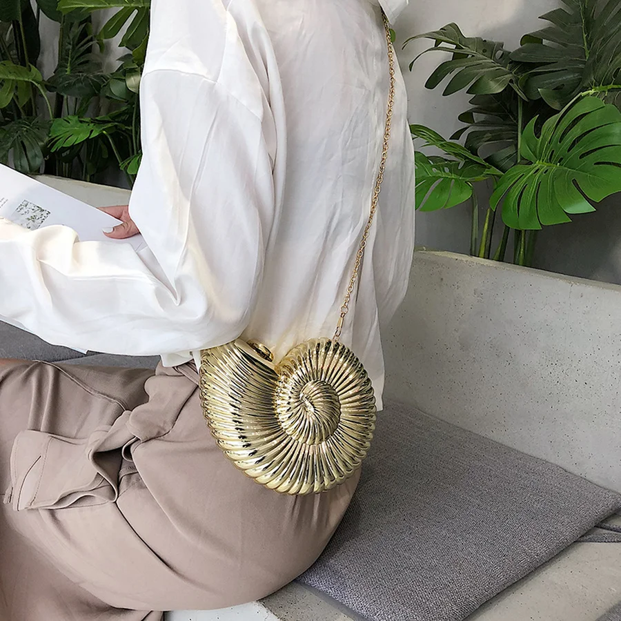 Bolso de hombro sencillo con conchas para mujer, cadena de Metal de mano con bandolera, con carcasa acrílica, para teléfono