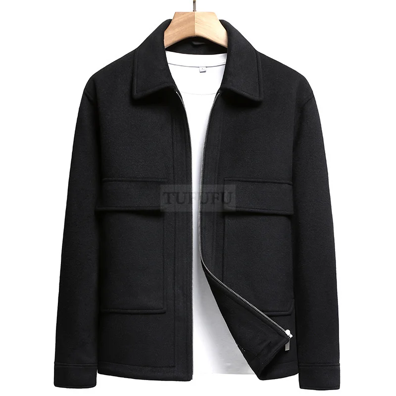 Top Grade 55% Wool New Brand Luxury Casual Fashion Flap Pocket Jacket Windbreaker Overcoat Woolen Coat 2022 Men Clothing