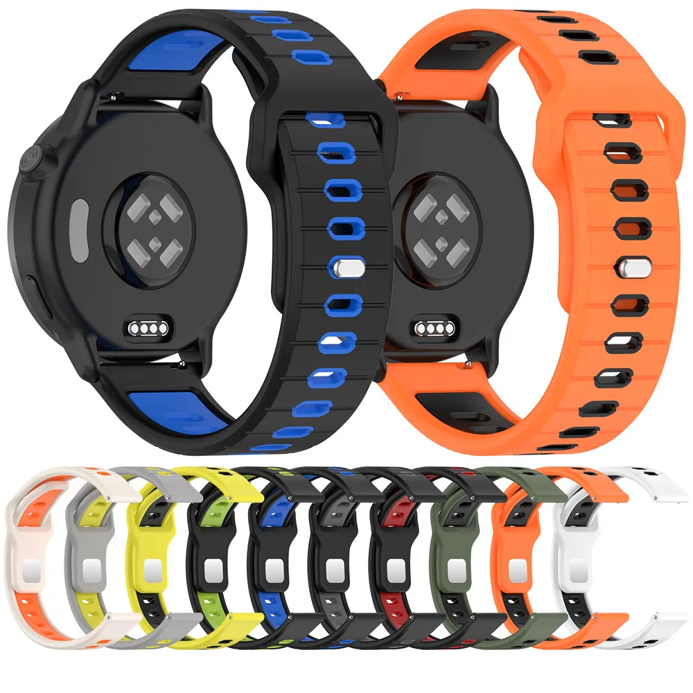 20MM 22MM Silicone Strap For Garmin Vivoactive 6 5 / Venu 3 2 Horizontal Stripe Reversing Double Color Watch band Breathable Wri
